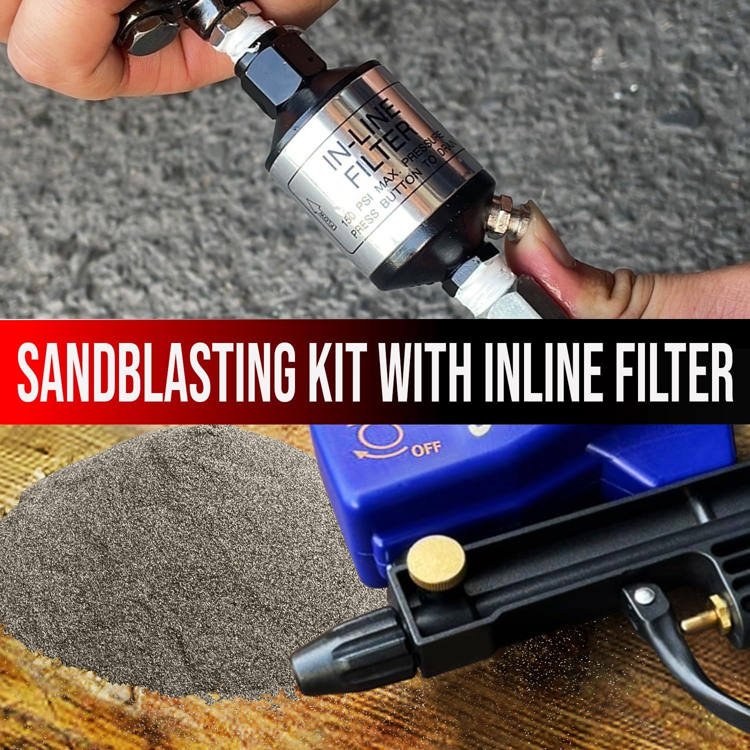 LE LEMATEC LE Sand Blaster Kit, Corundum Media, and Air Compressor Water Separator