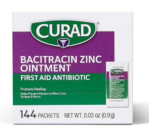 CURAD Ungüento de bacitracina con zinc, paquete de papel de aluminio de 0.03 oz, caja de 1728