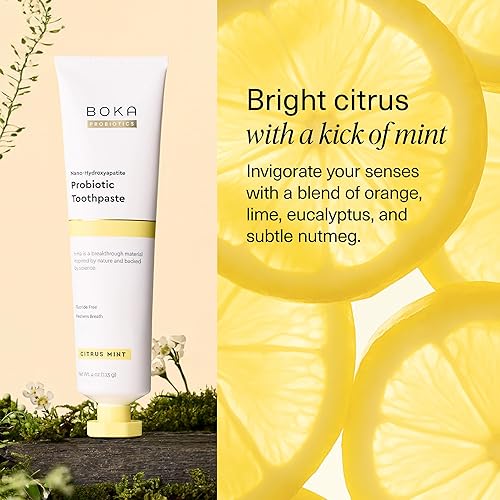 Miniatura 6 de Boka Pasta de dientes sin flúor, pasta de dientes nano hidroxiapatita, adecuada para dientes sensibles, para adultos, niños, cuidado bucal -