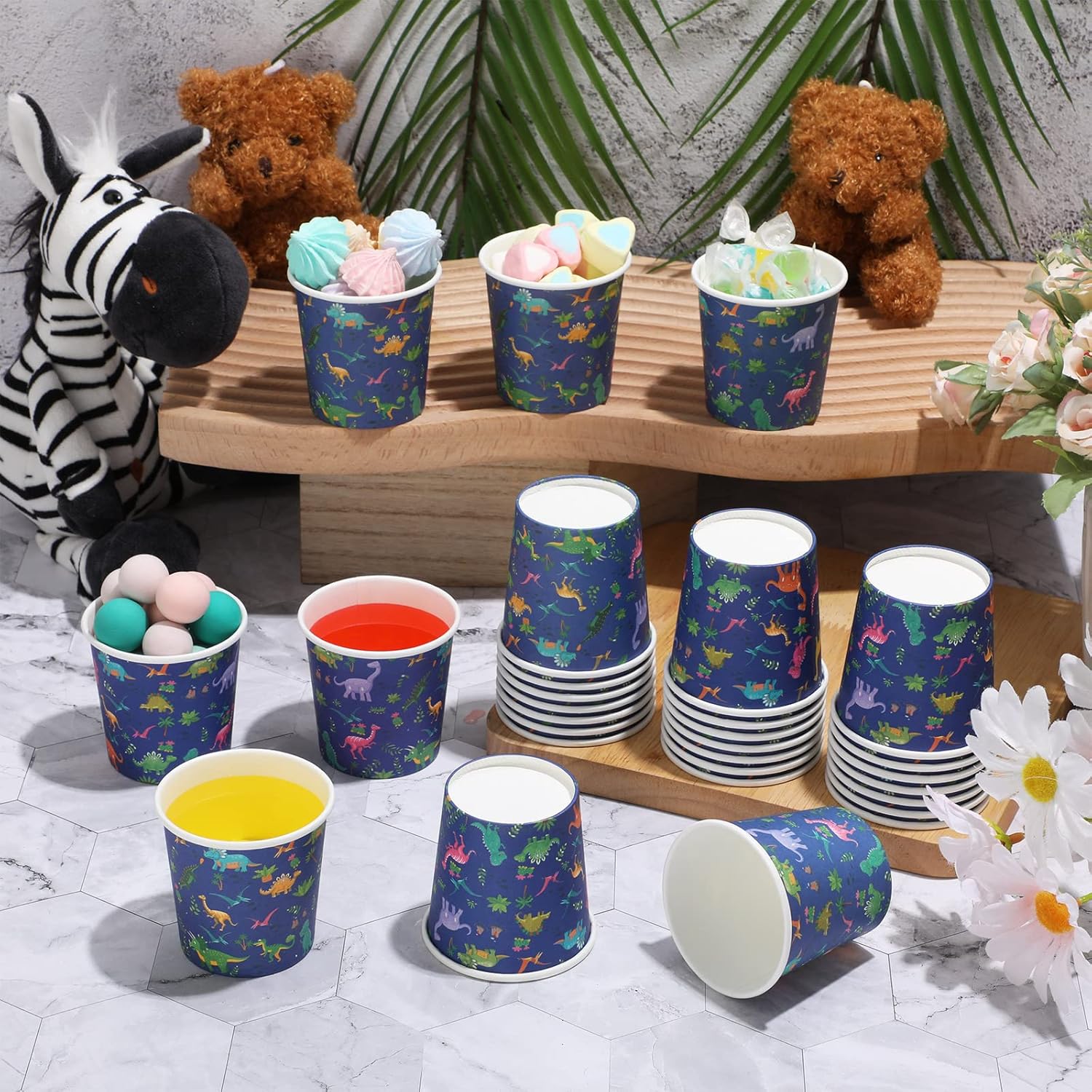 Amyhill 300 Pcs 5 oz Cups for Kids Dinosaur Paper Cups Animals Disposable Cups Small Bathroom Cups Mini Mouthwash Cup Bulk for Christmas Party Picnic - Image 6