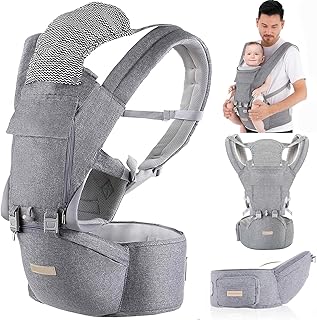 Babytrage Neugeborene ab Geburt 9-in-1 Babytrage Ergonomische Kindertrage mit M-Sitz, verstellbarer Gürter, Atmungsaktiv, perfekt Baby Tragegurt für Reisen, Spaziergänge, geeignet für 3–36 Monate