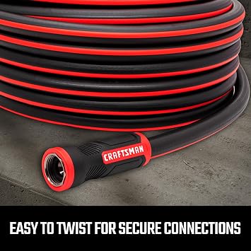 Craftsman Heavy Duty Professional Grade Black Garden Hose, 100 Feet x 5/8 Inch