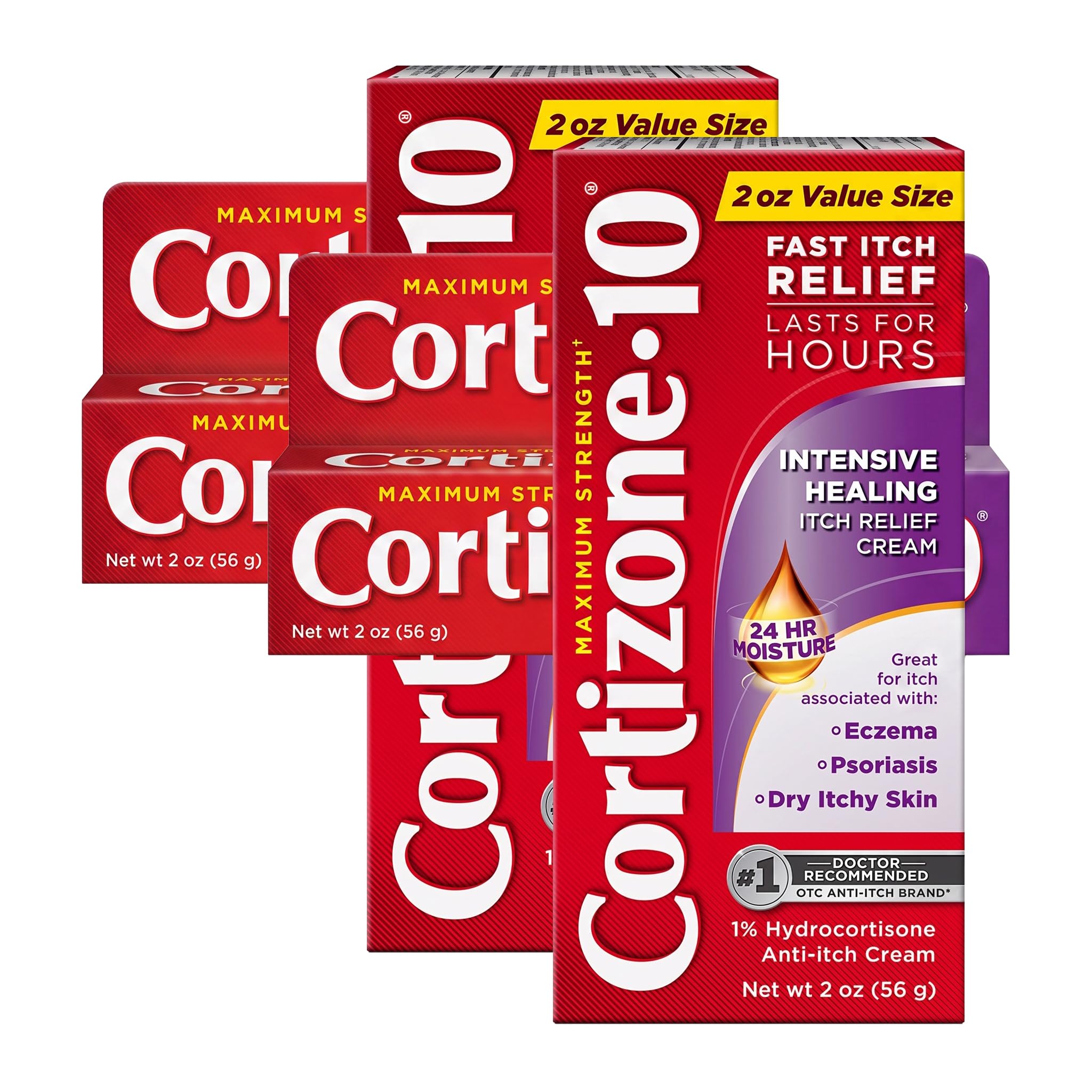 Cortizone-10 Maximum Strength Intensive Healing Itch Relief Cream, 1% Hydrocortisone, Fast-Acting, Anti-Itch Cream for Bug Bites, Rash, Eczema, Psoriasis, Poison Ivy, Oak, Sumac &amp; More