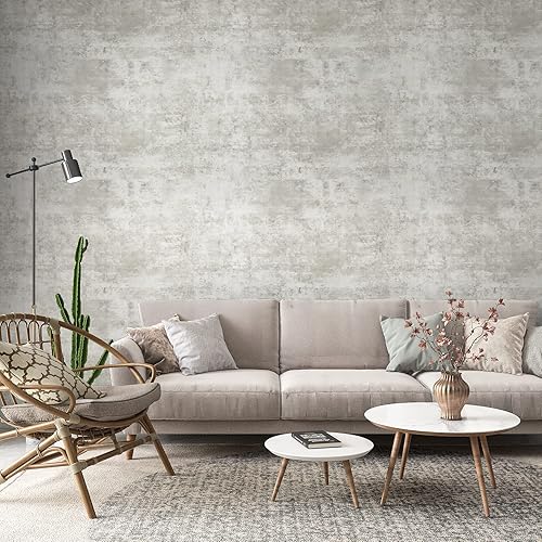 Miniatura 3 de CRE8TIVE Papel tapiz de hormigón gris topo de 24 x 708 pulgadas de ancho, papel de contacto de cemento beige para encimera, textura industrial,