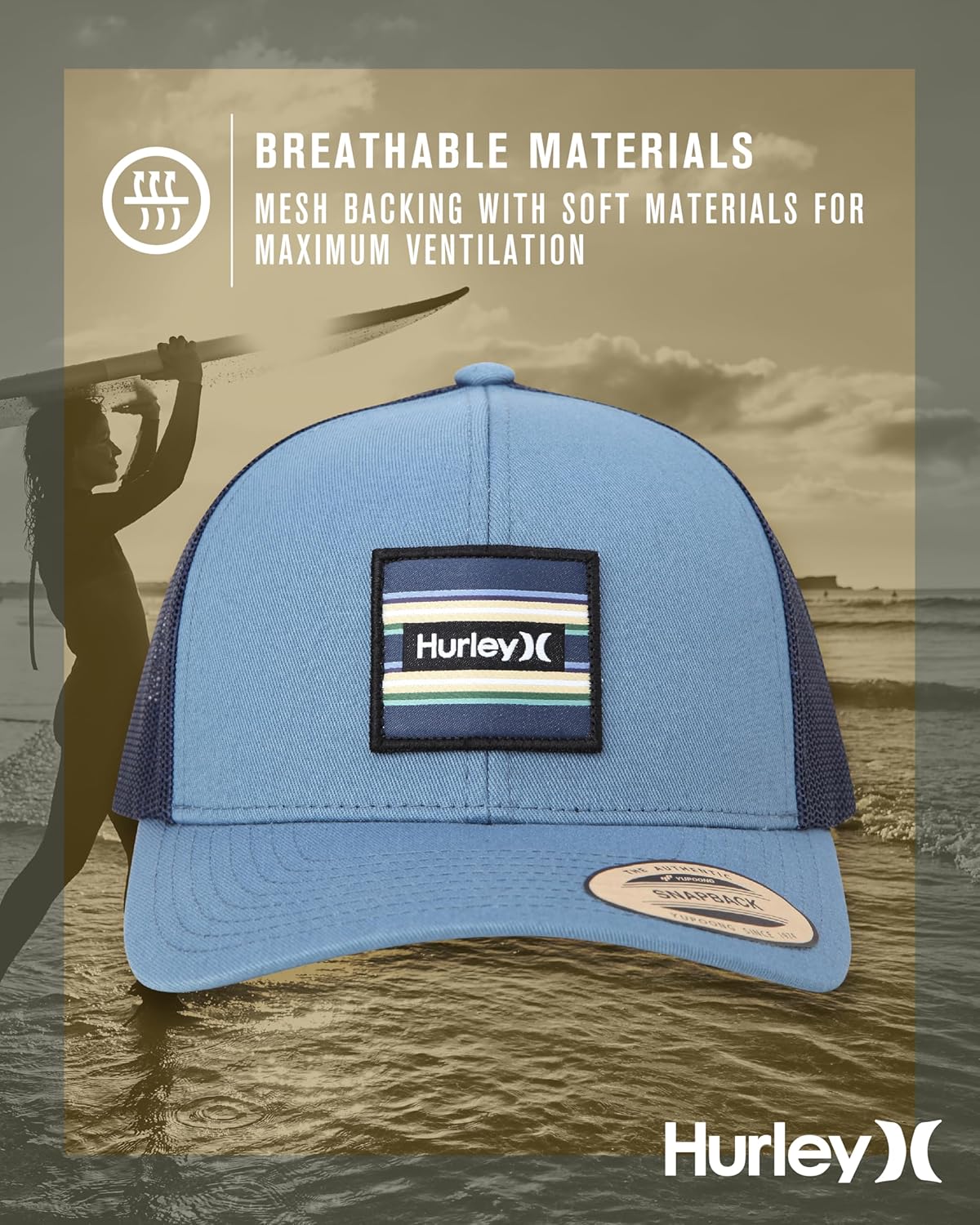 Hurley Men's Caps - Fairway Trucker Mesh Baseball Cap - Snap Back Hats for Men - Image 3