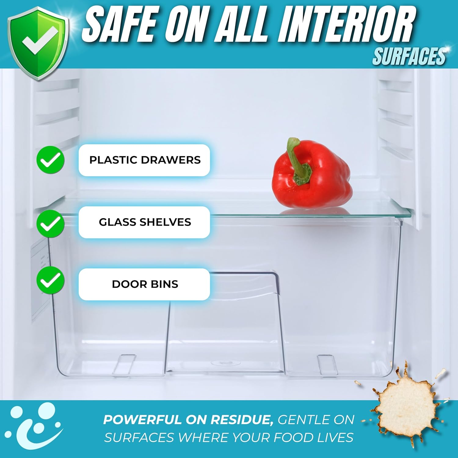 Oh Yuk Fridge Cleaner – Cleans Inside Refrigerator for Spotless, Food-Contact Safe Surfaces | Biodegradable, Vegan, Cruelty-Free | Effortlessly Lifts Sticky Messes & Dried-On Food | Spray Bottle