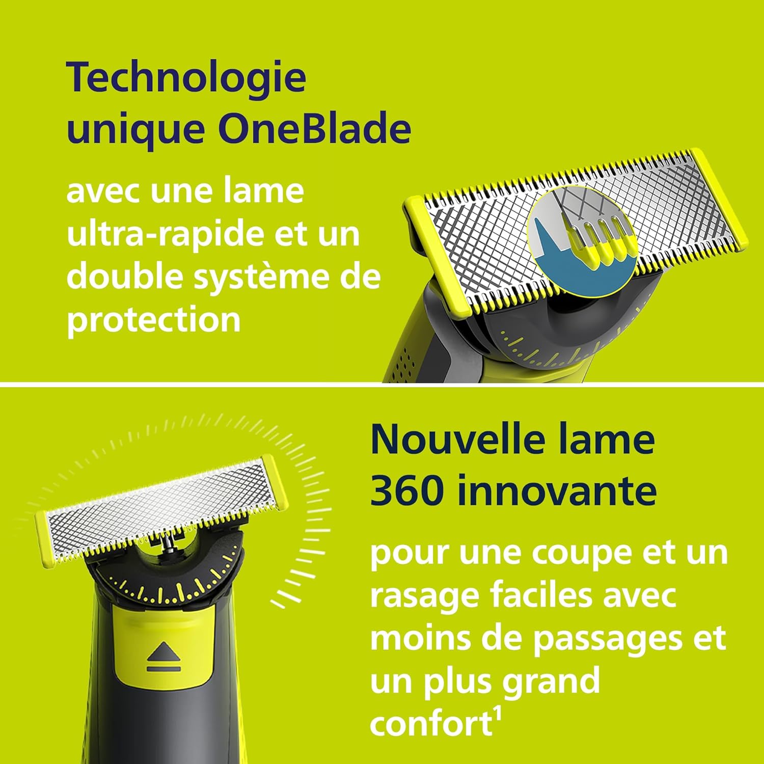 Philips OneBlade 360 Authentique - Tondeuse et Rasoir à Barbe Électrique avec Lames 360° et Peignes à Barbe (1, 3, 5 mm) - Image détaillée