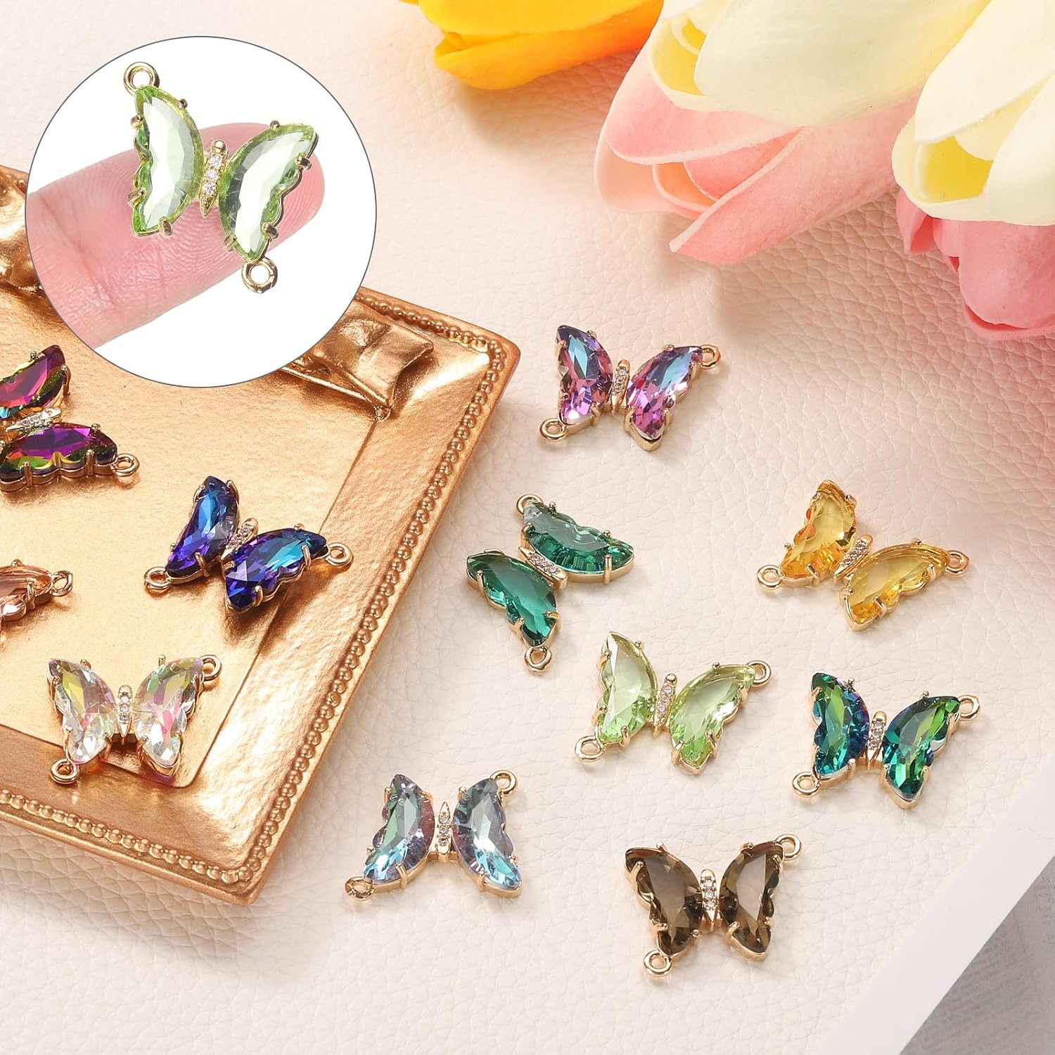 uxcell Crystal Gold Plated Butterfly Charm Small image 4