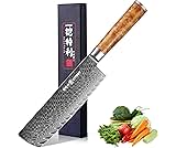 Kitory Damascus Nakiri Knife, 7" Ultra Sharp Kitchen knife - High Carbon 73-Layer 10Cr15CoMoV Stainless Steel - with White Shadow Wood Handle, for Kitchen and Restaurant, 2025 Gift