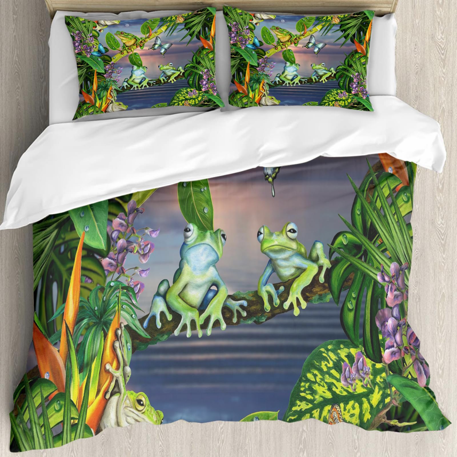 Housse de couette 228x264cm hypoallergénique avec taie oreiller lit adulte