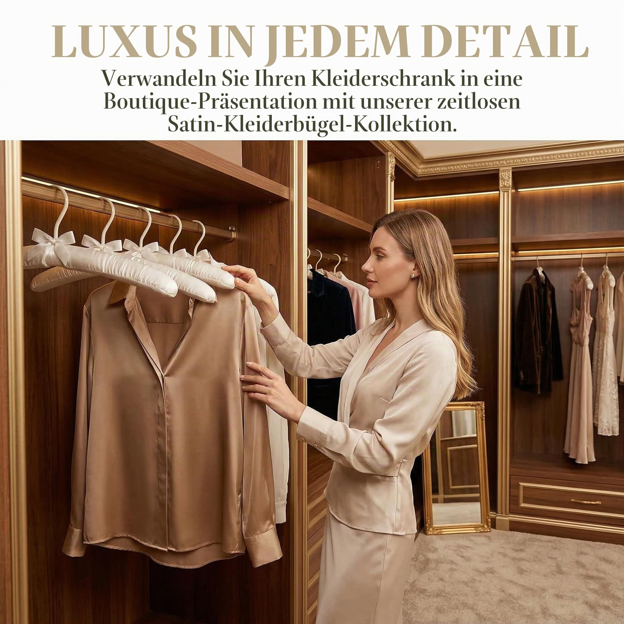 Tosnail 12 Stück Satin Gepolsterte Kleiderbügel, Schaumstoff Gepolsterte Kleiderbügel - Elfenbein