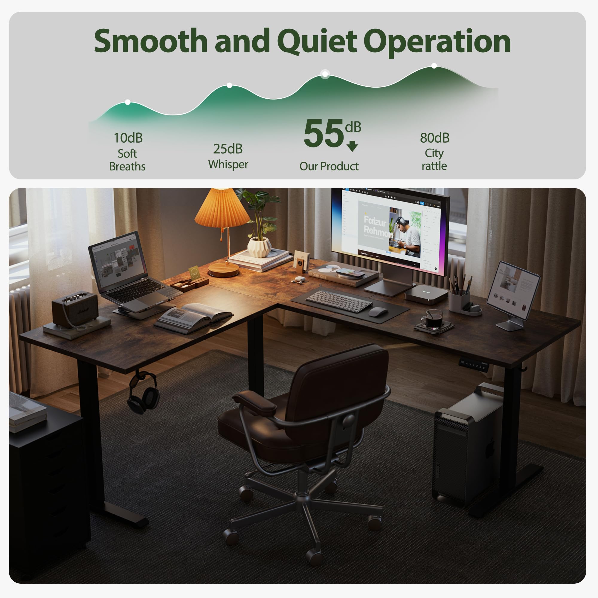 Agilestic L-Shaped Standing Desk Adjustable Height Electric Corner Standing Desk Sit Stand Up Desk 75x61 inch Sit Stand — view 7