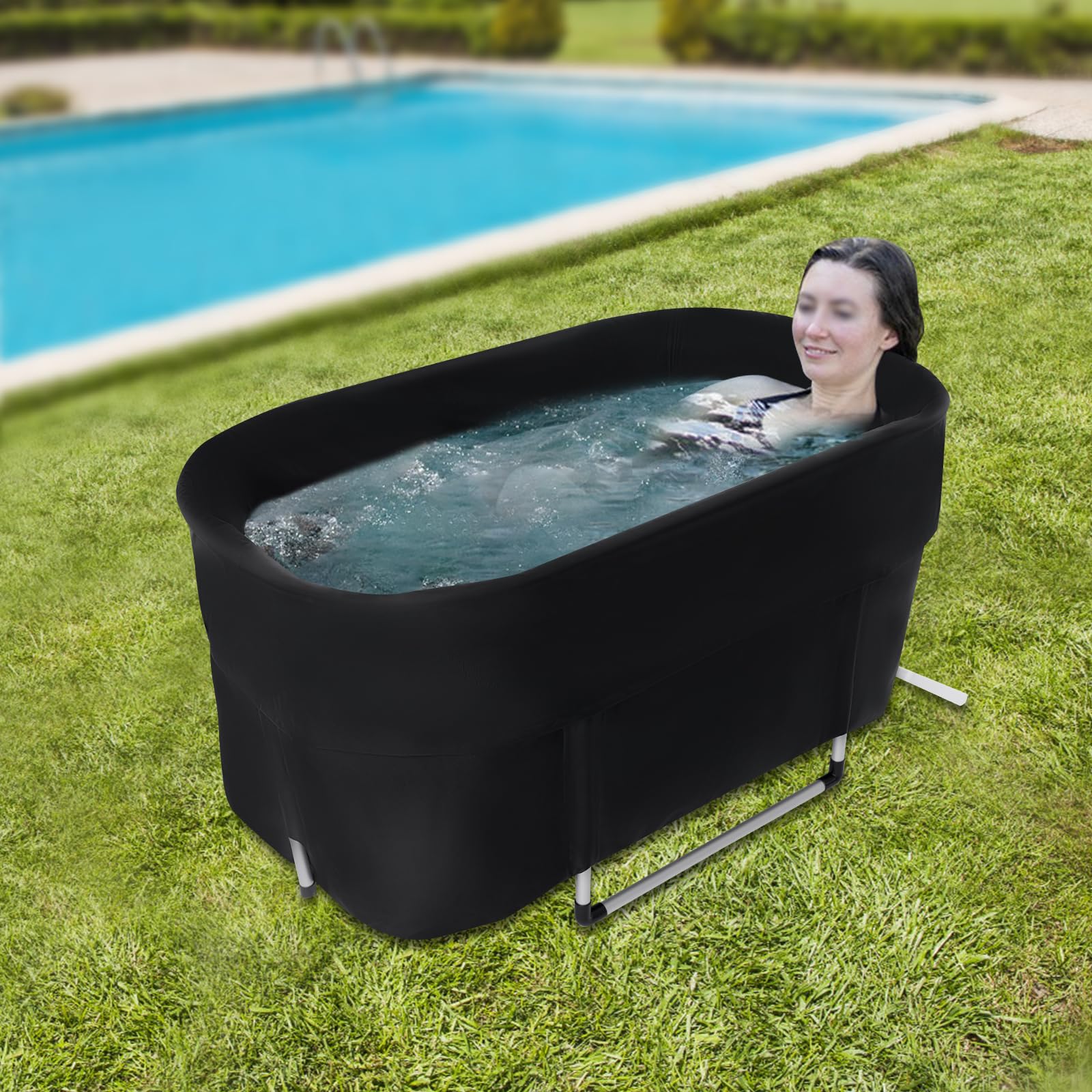 Vasca da bagno pieghevole per adulti, 115 x 57 x 55 cm, isolata con isolamento a 6 strati, per attività all'aria aperta, per atleti