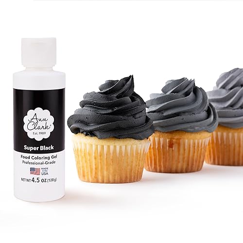 Ann Clark Super Black Gel colorante para alimentos, grande, 4.5 onzas, grado profesional, fabricado en Estados Unidos
