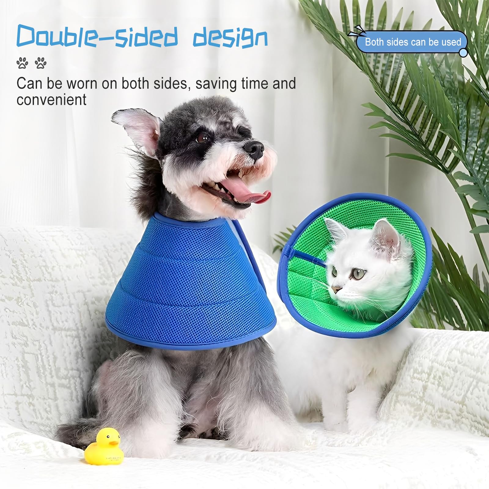 Qixuer Collar Dog Soft, Breathable Net - Dog Collar, Leak Protection, Pet Elizabethan Collar(L, Green & Blue) - Image 4
