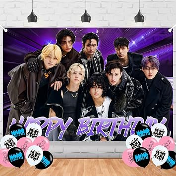 Stray Kids Merch 5 Star Birthday Party Backdrop and Decoration Kpop Music Banner Shoot Photo Background Props for Boys and Girls - 5x3ft