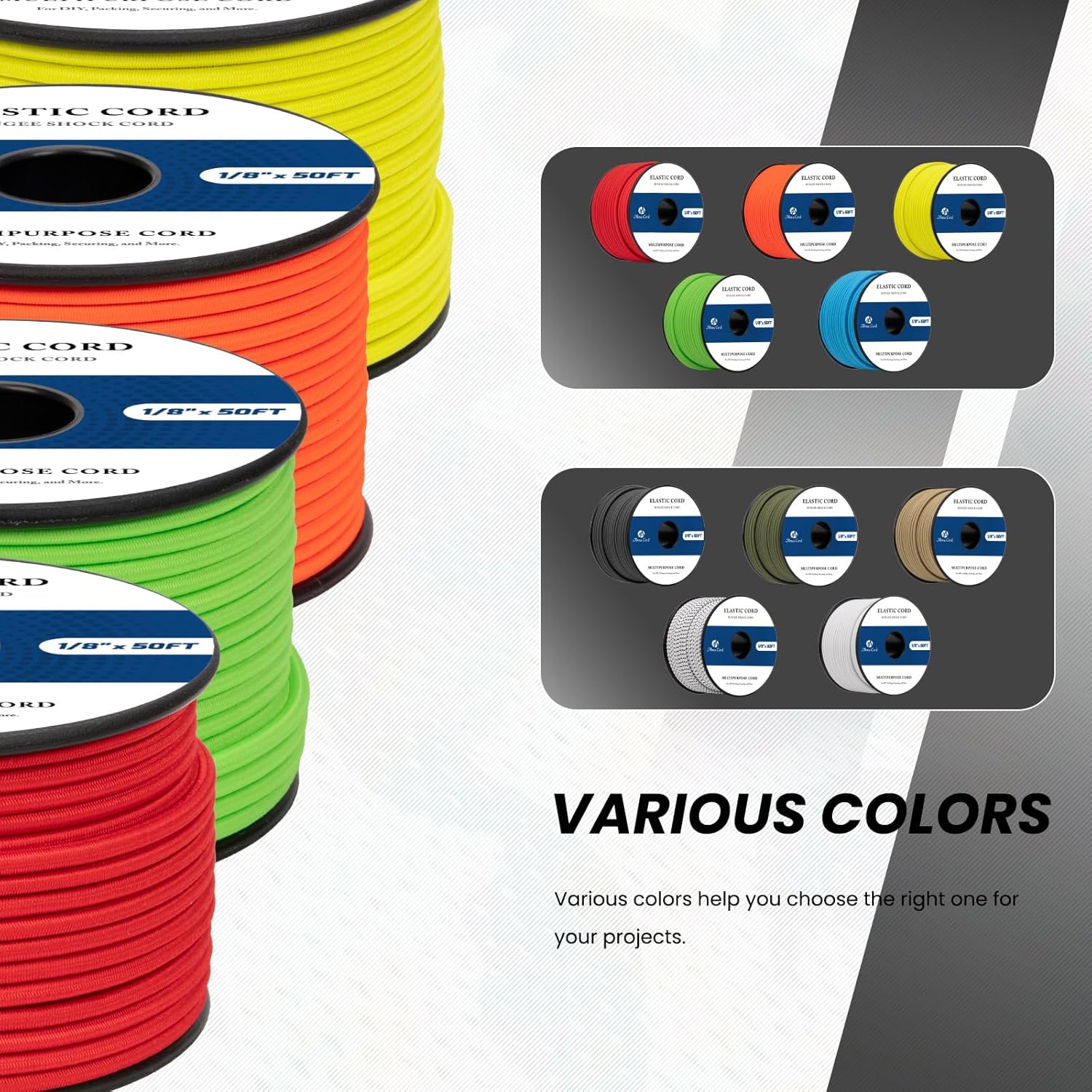 Bungee Cord 1/8in x 10ft Elastic Shock Cord 100% Stretch Elastic Bungee Rope for Tarpaulin, Trailer, Backpack, Tent Pole, Kayak - Black