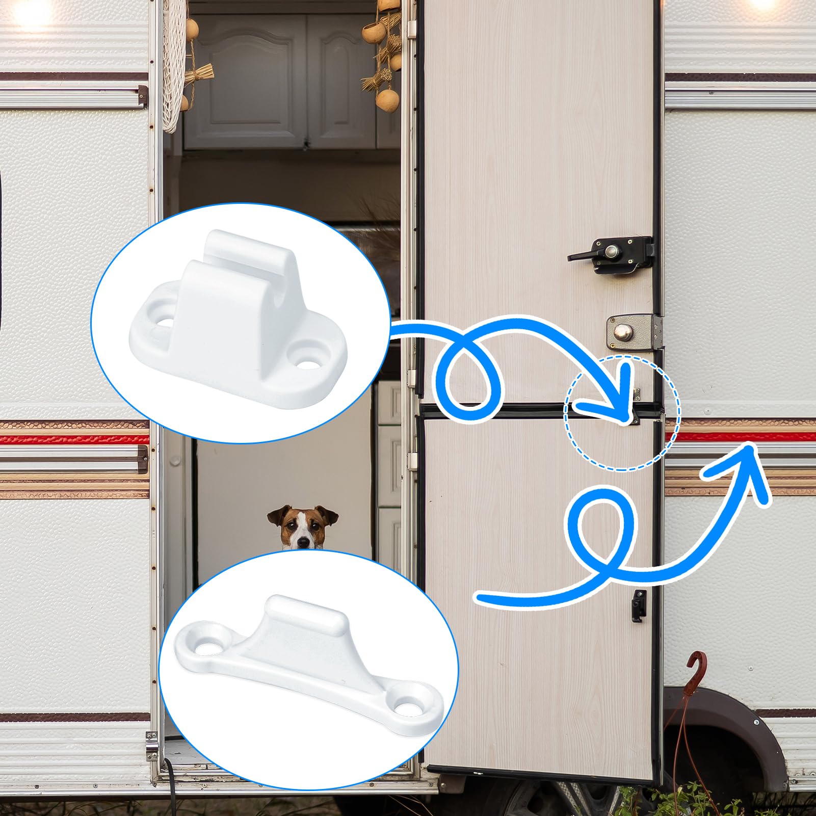 Serrure Loquet Porte Camping-Car & Caravane Blanche - Compatible 35 Mm Et 48 Mm - Sécurité Renforcée Anti-Claquement