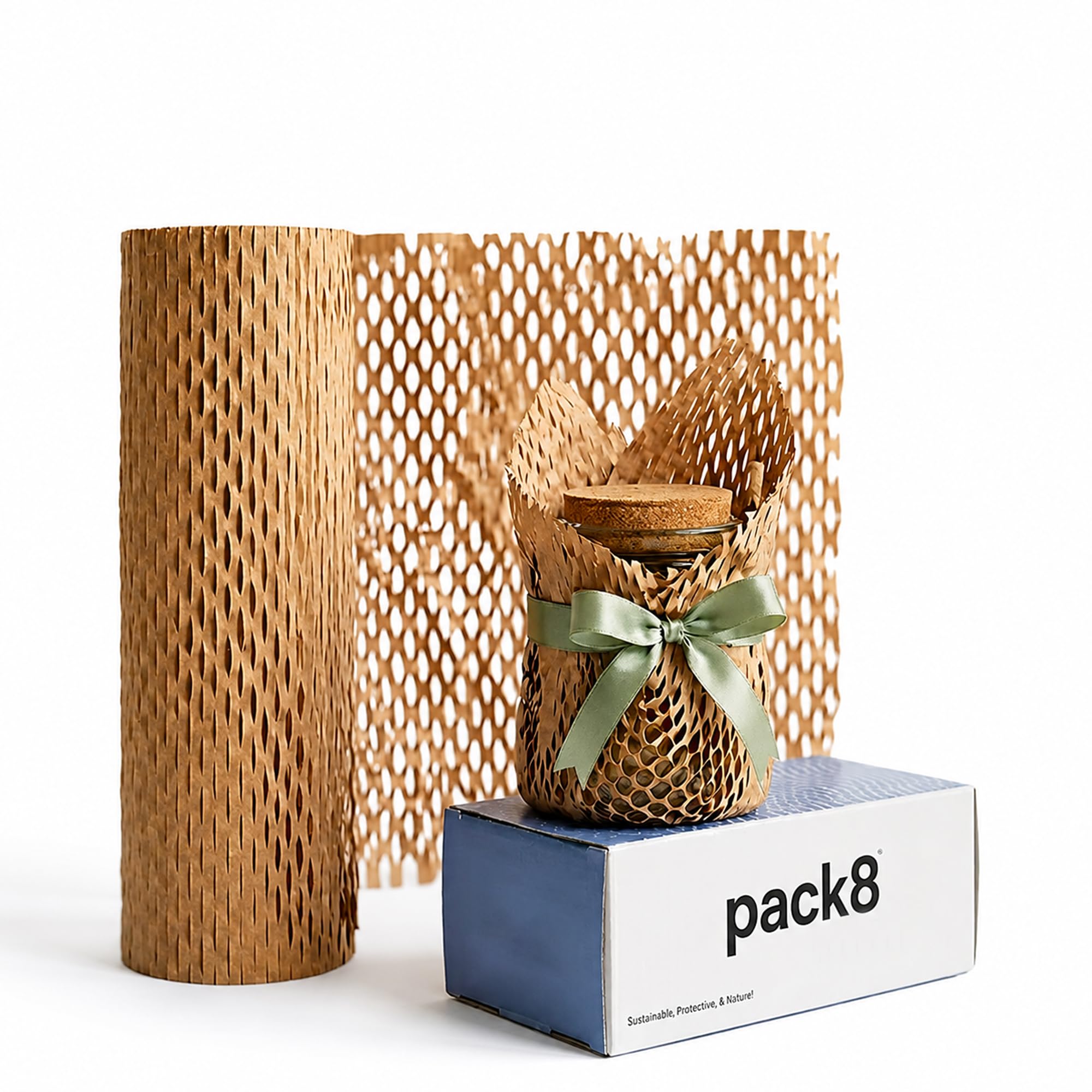 Pack8neo Sustainable Honeycomb Paper Bubble Wrap Roll - 50m x 15", 80 GSM White Packaging Wrap for Cushioning, Packing, Shipping & Moving Fragile Items | Expands 40-50% 4