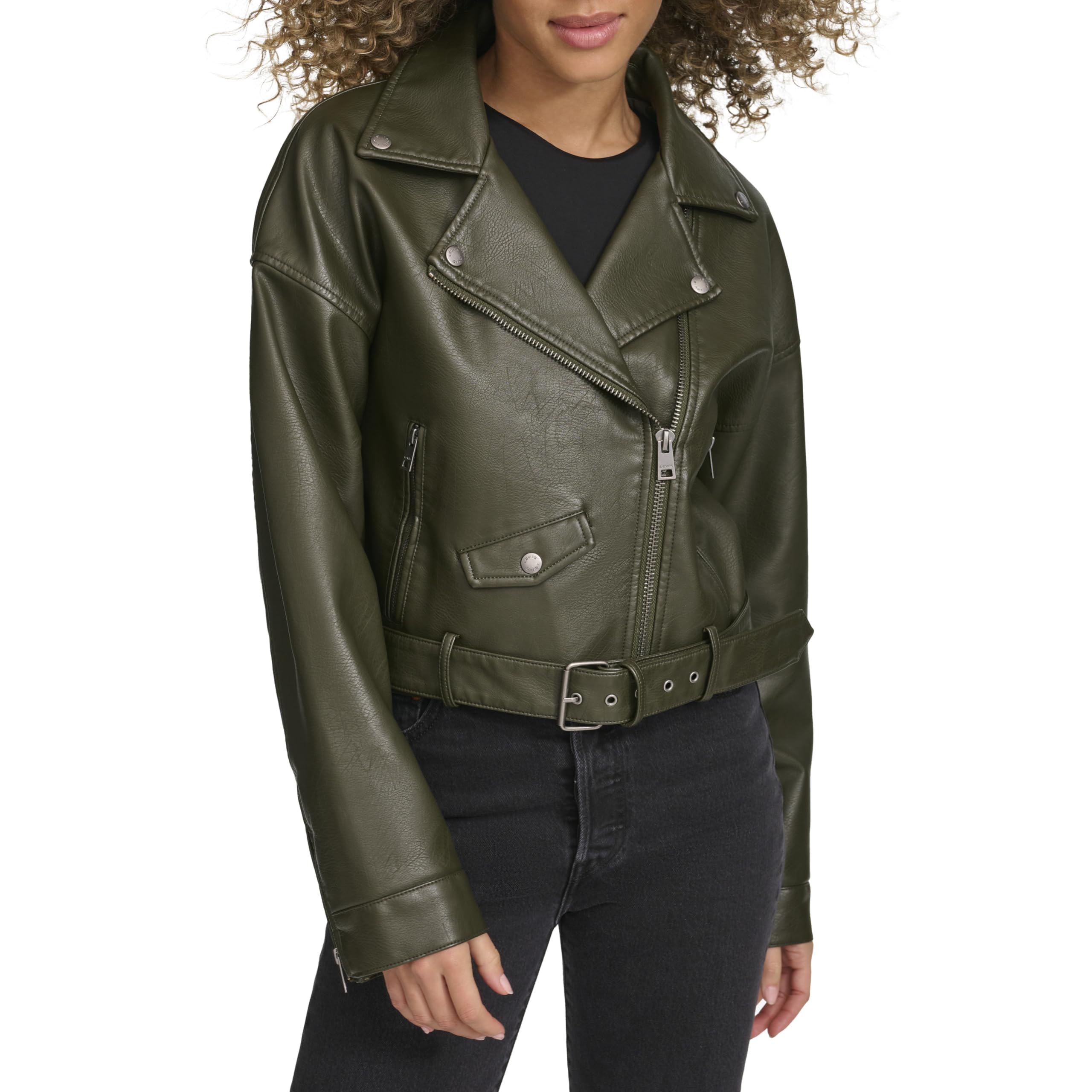 Levi's Womens Faux Leather Cropped Moto Jacket