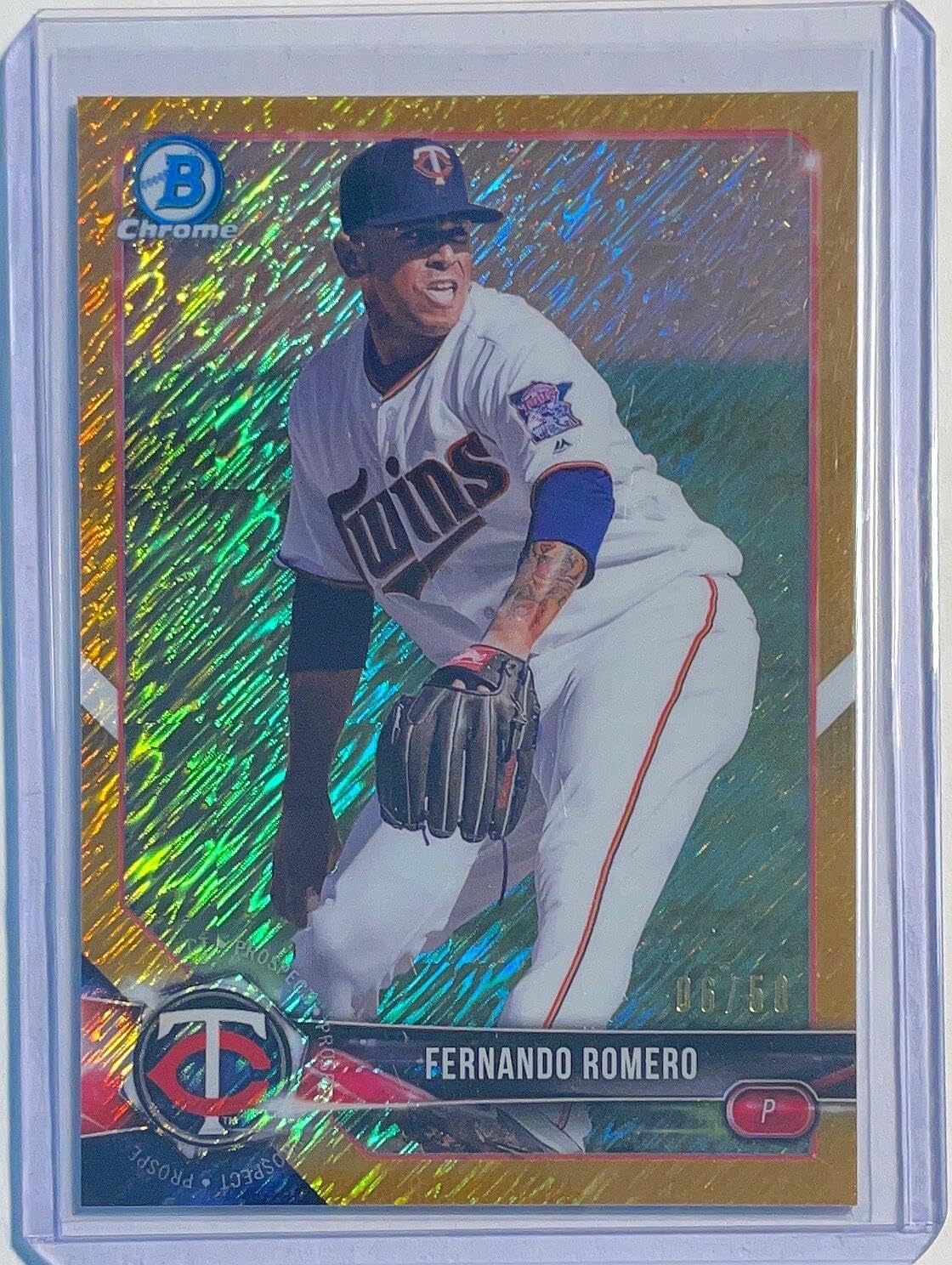 Fernando Romero 2018 Bowman Chrome Prospect Shimmer Refractor #d 06/50 - Baseball Cards
