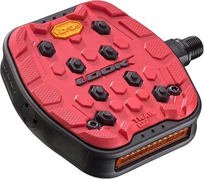 Look Cycle - Geo Trail Grip Bicycle Pedals - Flat Pedals - Reliability, Comfort and Durability - Slip-Proof Safety - Innovative Activ Grip Rubber - High-Performance MTB Bike Pedal - Red