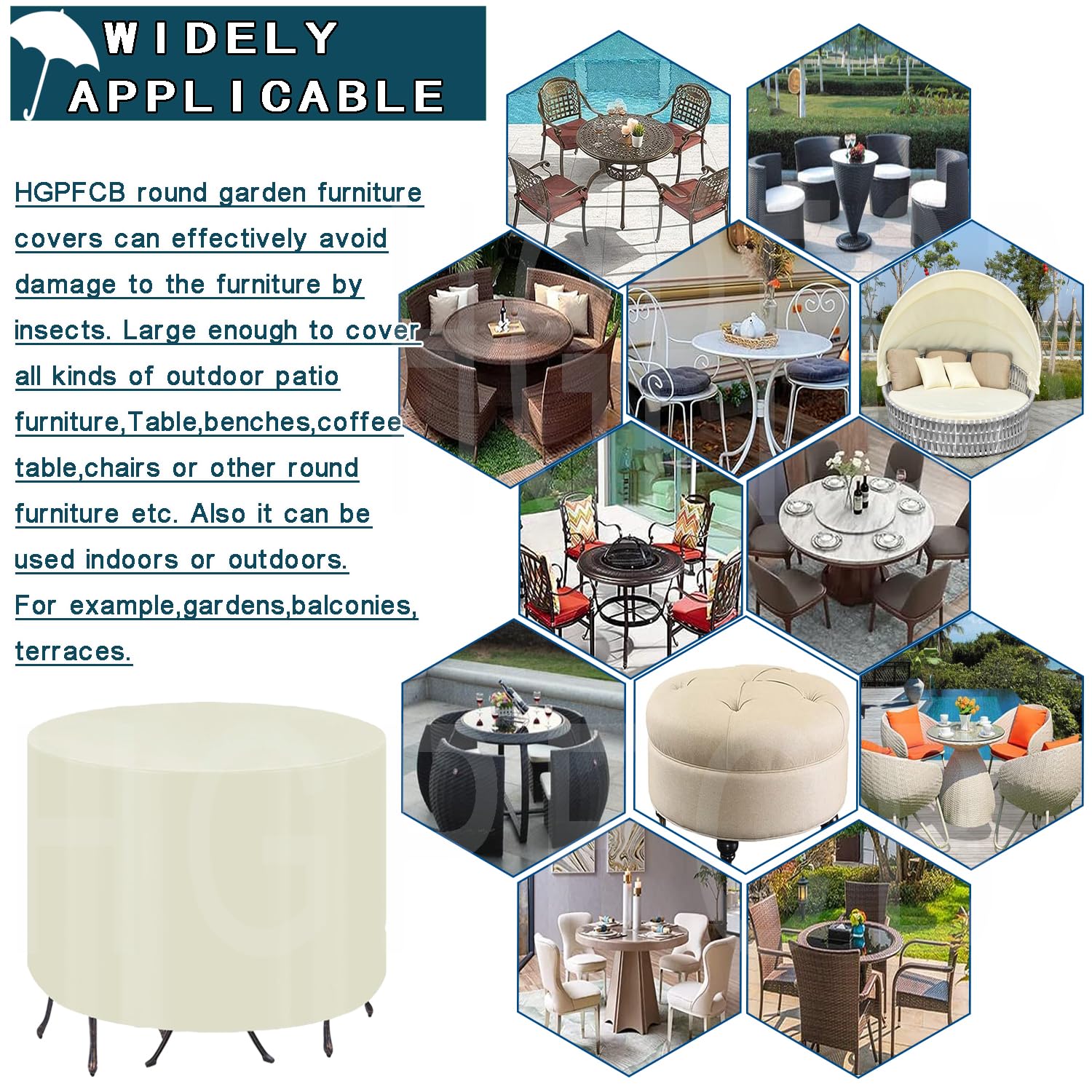 Housse De Protection Pour Table Ronde Extérieur 140x90cm - Imperméable 420D Oxford - Protection Meubles Jardin