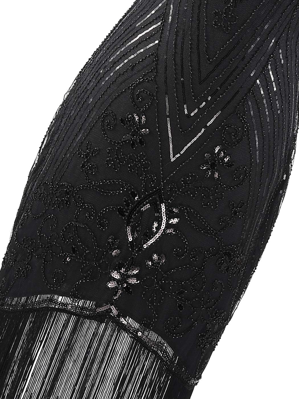 FAIRY COUPLE Women's 1920s Lace Neck Great Gatsby Dress Sequin Art Deco Flapper Dress with Sleeve D20S028 - Image 5