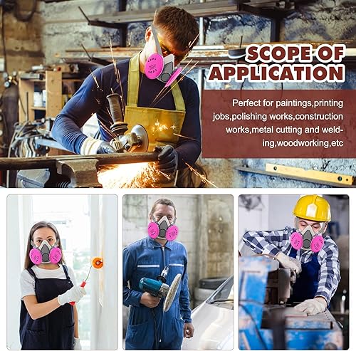 Miniatura 6 de Máscara respiradora con filtros 2097 Respirador de media cara Máscara de gas reutilizable contra el polvo, vapores orgánicos, resina epoxi, pintura
