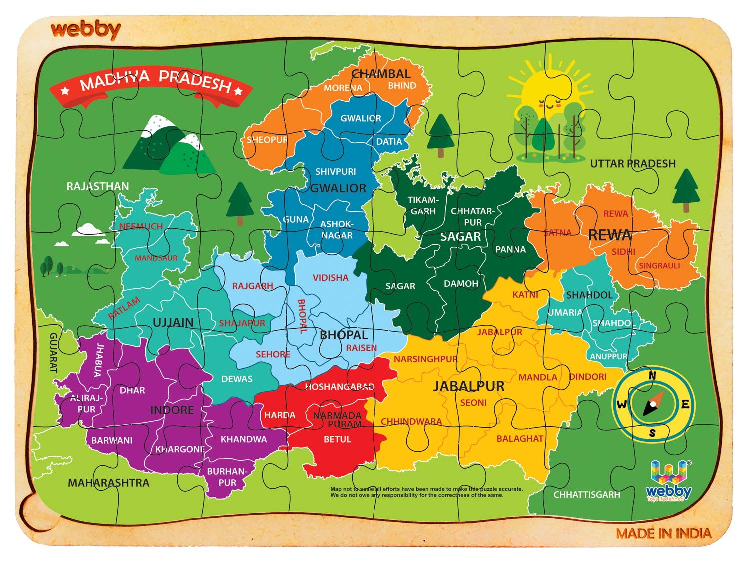 Webby Madhya Pradesh Map Wooden Jigsaw Puzzle for Kid, 40Pcs (B08BD17CVV) Amazon Price History, Amazon Price Tracker