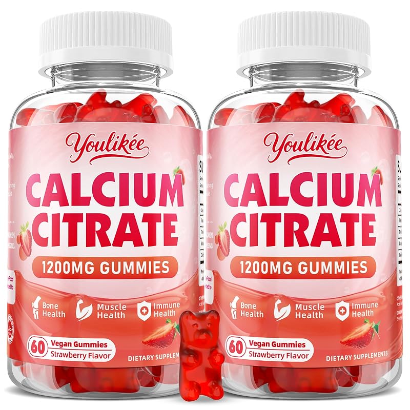 Youlikee Suplemento de Citrato de Cálcio 1200 mg, 120 gomas