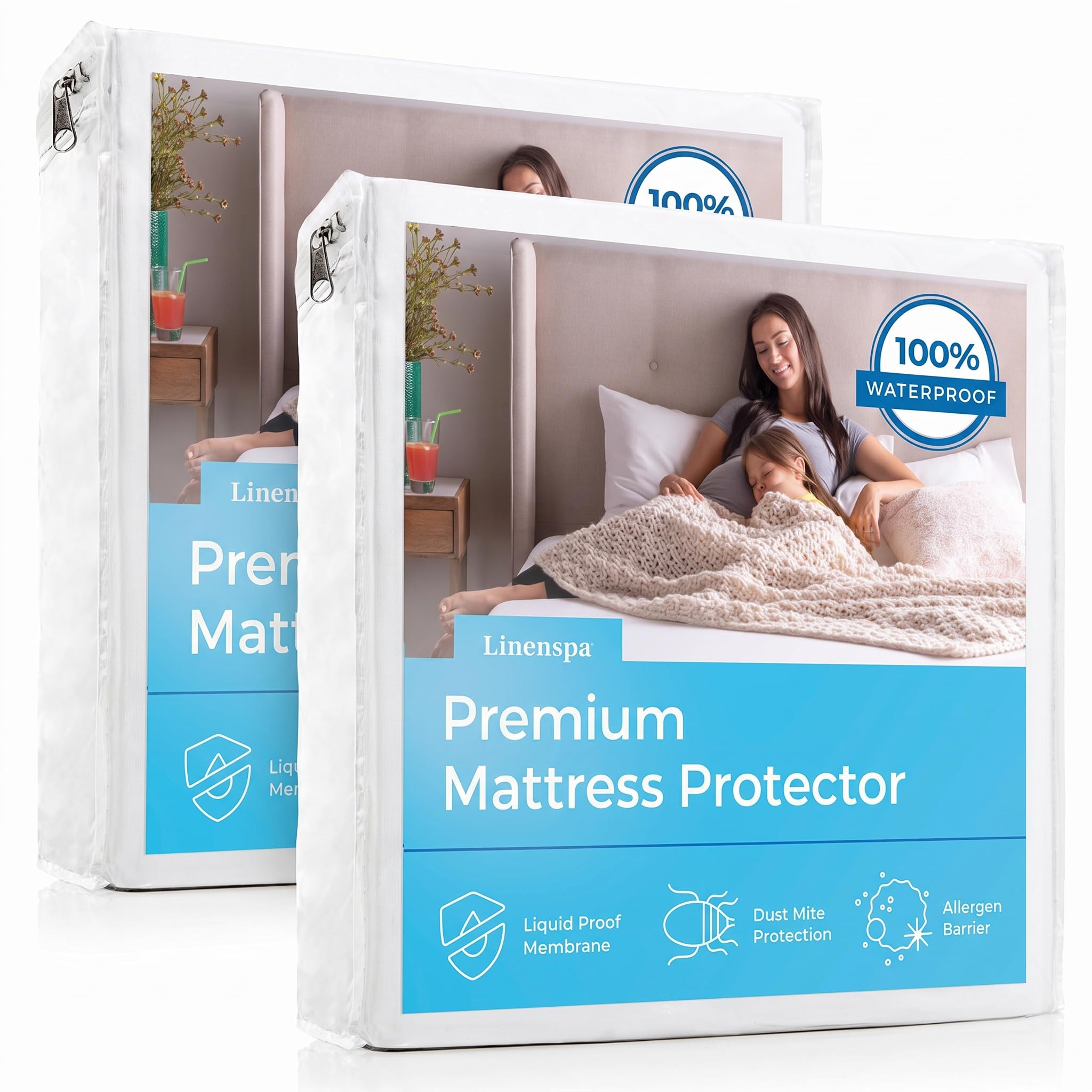 Linenspa Waterproof Mattress Protector — 2-Pack, Full