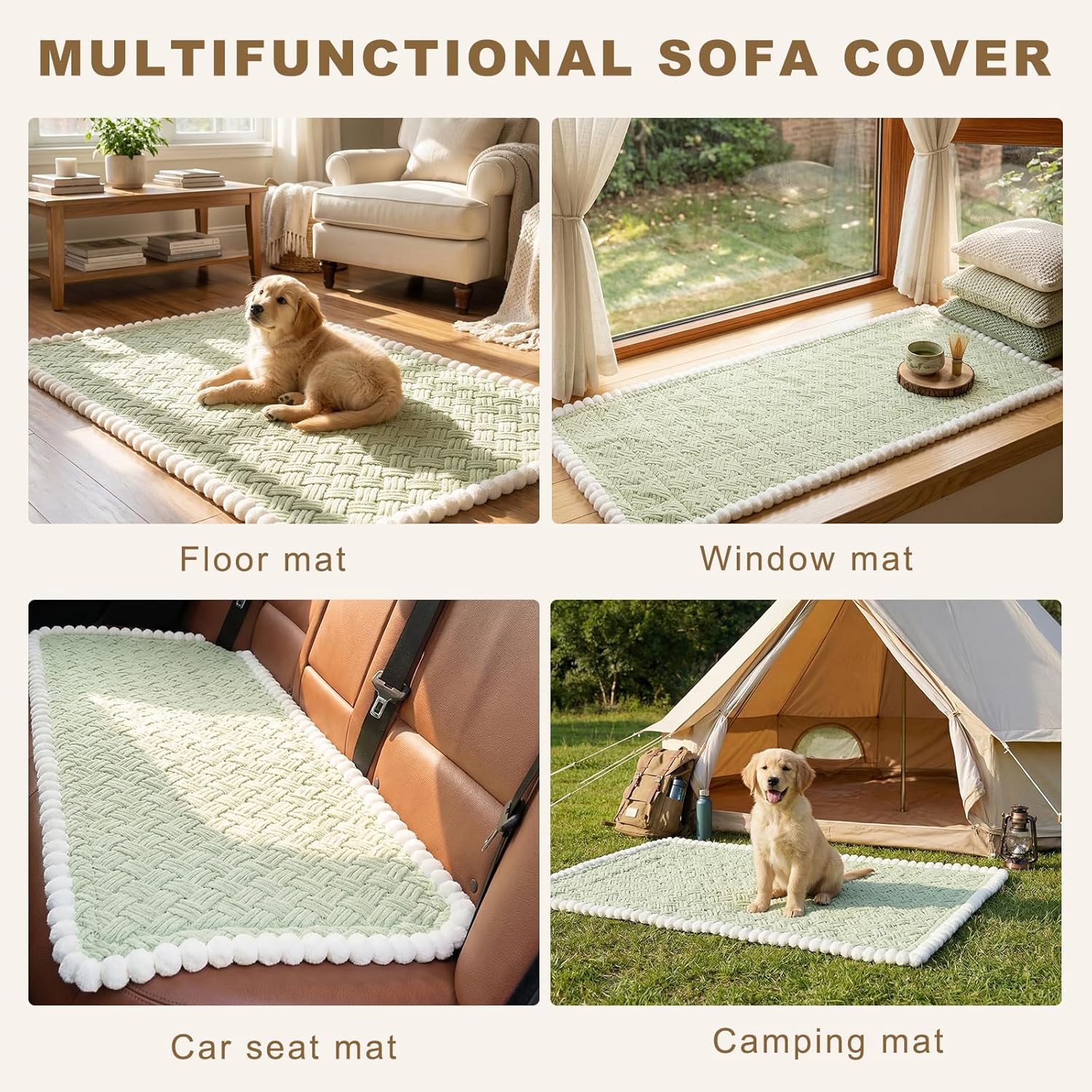 Eco-Ancheng Couch Cover for Dogs Pet Couch Cover for Sofa Washable Dog Sofa Covers Couch Protector for Cushion Fuzzy Non Slip Couch Slipcover with Elastic Straps for Pets, Dogs(Green,1 PC/27.6x59 in)