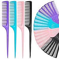 Vista 9 de 24 Pcs Rat Tail Comb Set for Women -Fine Tooth Styling comb with Pick, Anti-Static Heat Resistant Teasing Comb,Professional Hair Parting Tools for