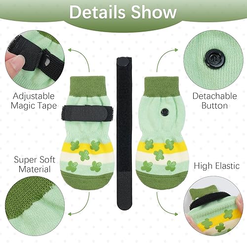 Miniatura 4 de Kuoser Calcetines para perros, calcetines antideslizantes para perros grandes, calcetines de agarre suave para suelos de madera dura, protector de