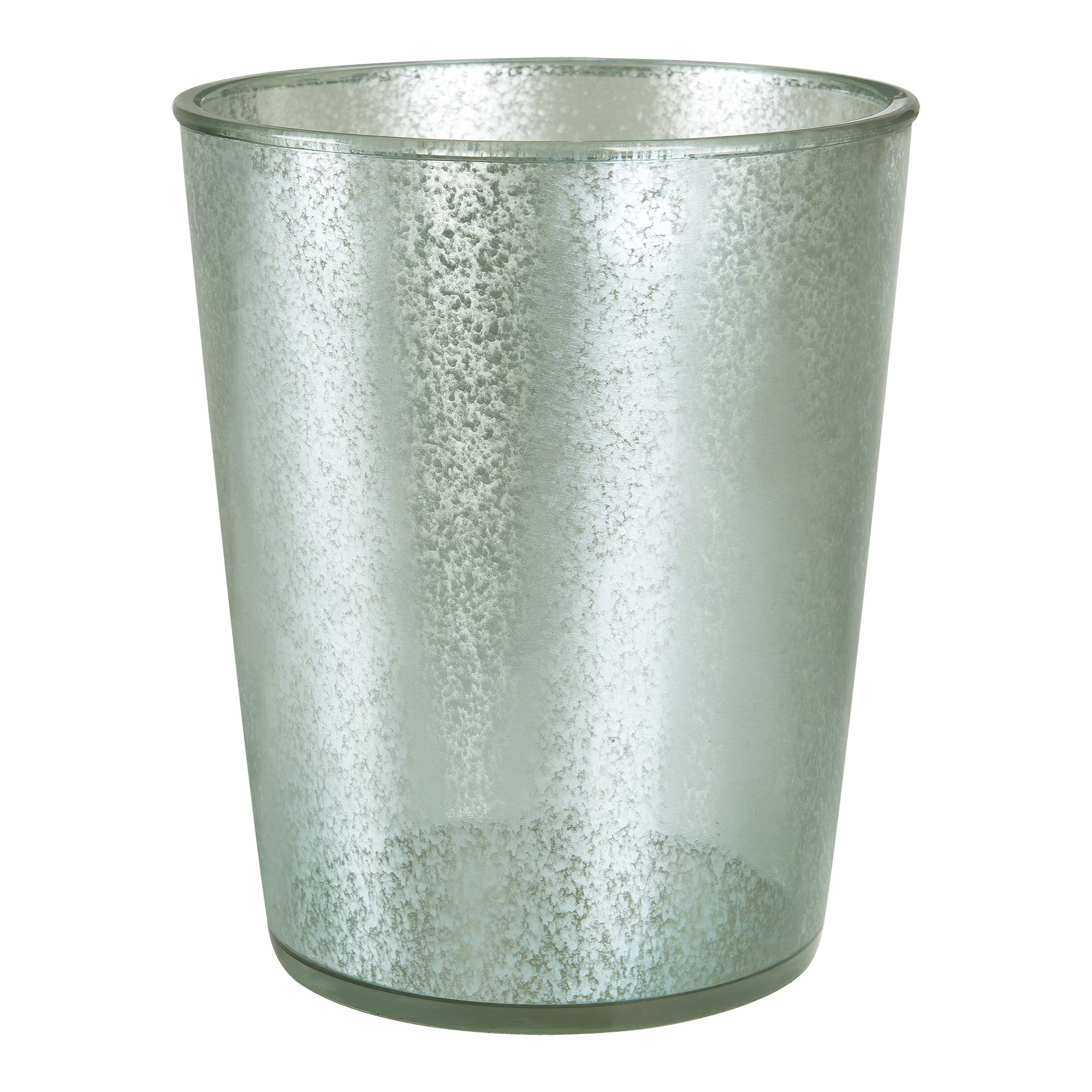 Allure Home Creation Athena Resin Wastebasket Turquoise Blue w/Metallic Silver Accents Compact Size 1.32 Gallons