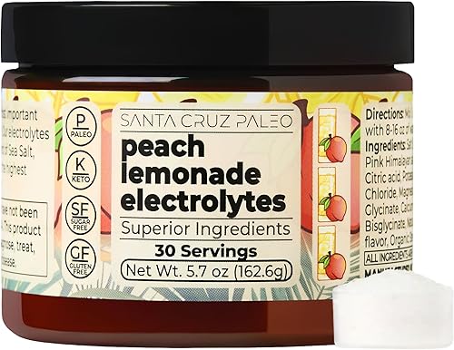 Miniatura 13 de Santa Cruz Paleo Polvo de Electrolitos, Limonada de Mango, Mezcla de Bebida Hidratante Sin Azúcar con Sal Rosa del Himalaya, Sal Marina, Glicinato