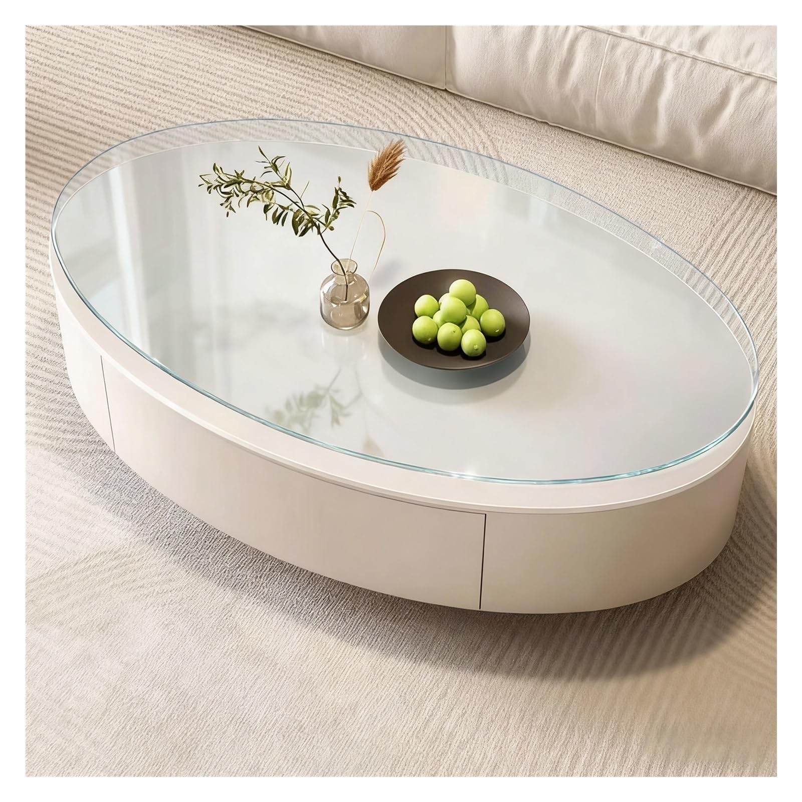 Nappe en forme d'œuf transparente SHAARI pour sublimer vos apéritifs sur la table basse