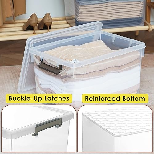 Miniatura 8 de Citylife Contenedores de almacenamiento de plástico de 48 cuartos de galón con tapas, contenedores de almacenamiento apilables grandes para