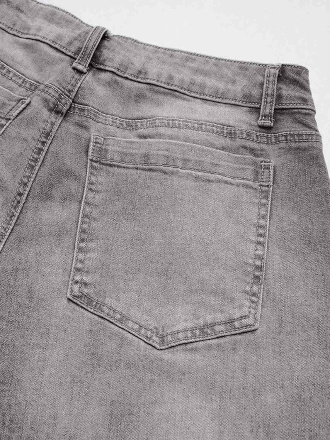 Flamingals Wide Leg Jeans for Women Mid Waist Baggy Stitch Decor Denim Washed Pants Without Belt