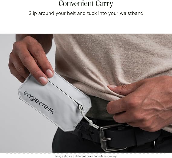 Eagle Creek Undercover RFID Hidden Pocket Travel Security Pouch with RFID Blocking Lightweight, Wear Under Clothing Zippered Passport & Card Holder Adjustable Strap Black