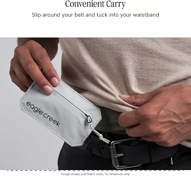 Eagle Creek Undercover RFID Hidden Pocket Travel Security Pouch with RFID Blocking Lightweight, Wear Under Clothing Zippered Passport & Card Holder Adjustable Strap Black
