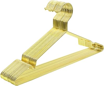 SONGMICS Kleiderbügel aus Metall, 20 Stück, stilvoll verchromt, rostbeständig, platzsparend, 42 cm lang, Gold CRI044G01