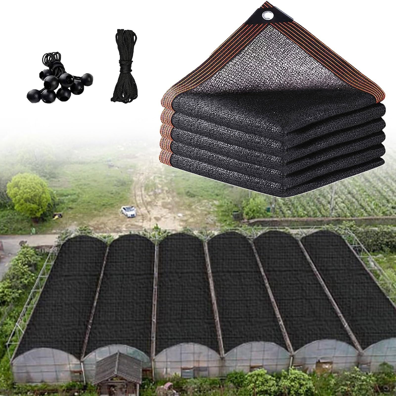 Filet de soleil de jardin 4,6x5,8m bâche noire maille œillets pour serre