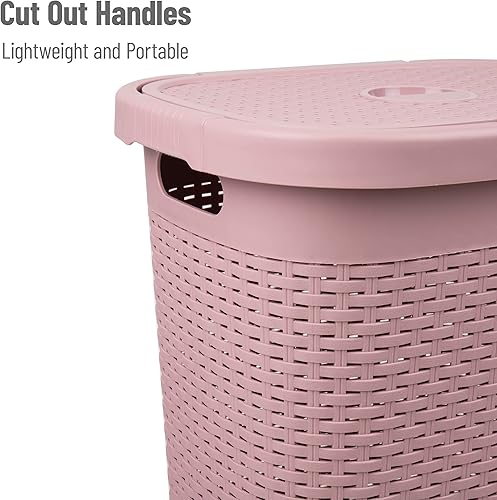 Miniatura 4 de Mind Reader Cesto delgado para ropa sucia, juego de 2, cesta de ropa, tapa, diseño de mimbre, plástico, 17.65 pulgadas de largo x 13.75 pulgadas de