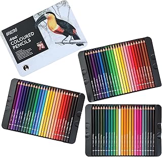 BRUSTRO Artists Colour Pencil Set of 72-4mm Lead (in an Elegant tin Box).Vibrant Colours,Break Resistant,Highly Pigmented...