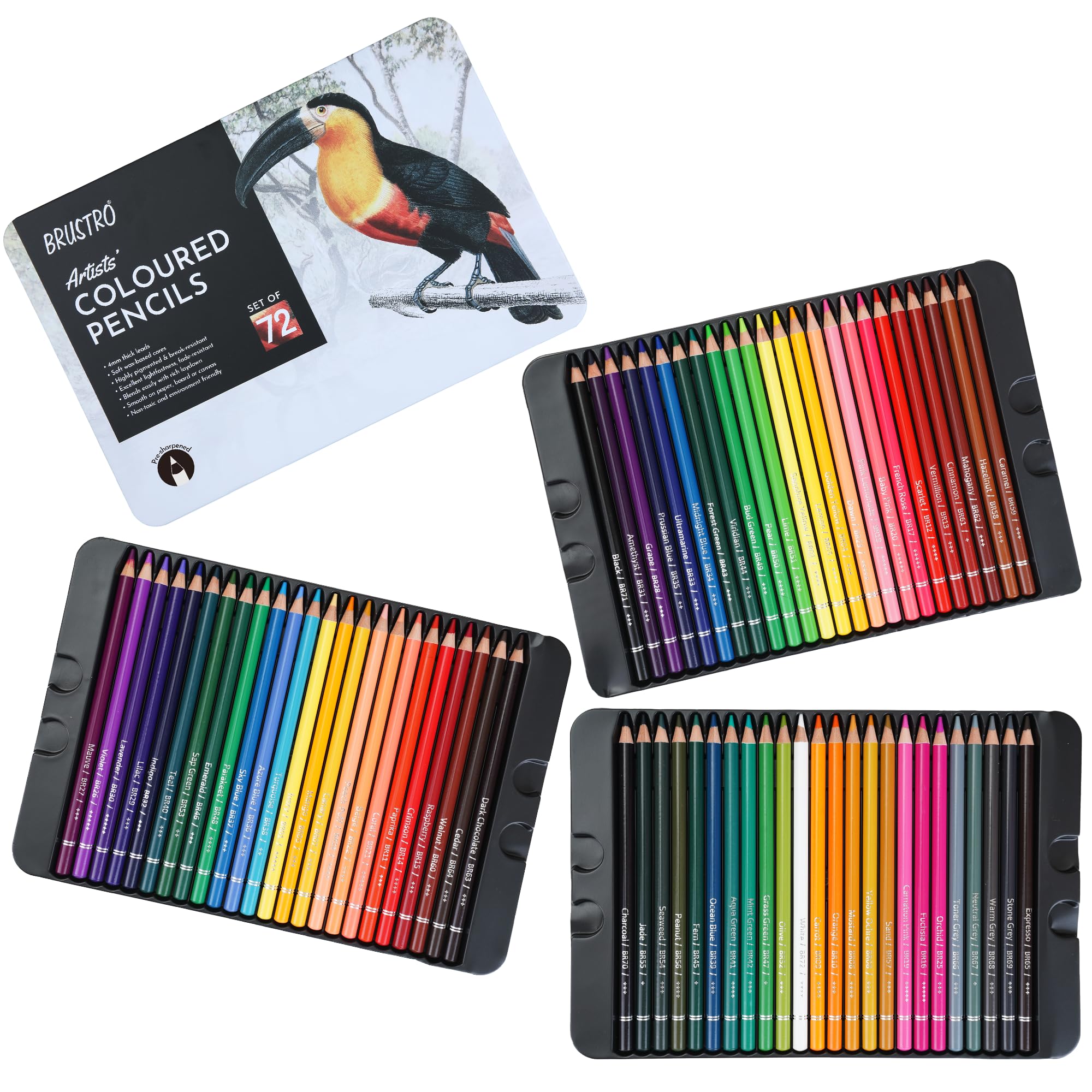 BRUSTRO Artists' Colour Pencil (In Elegant Tin Box) Set of 72