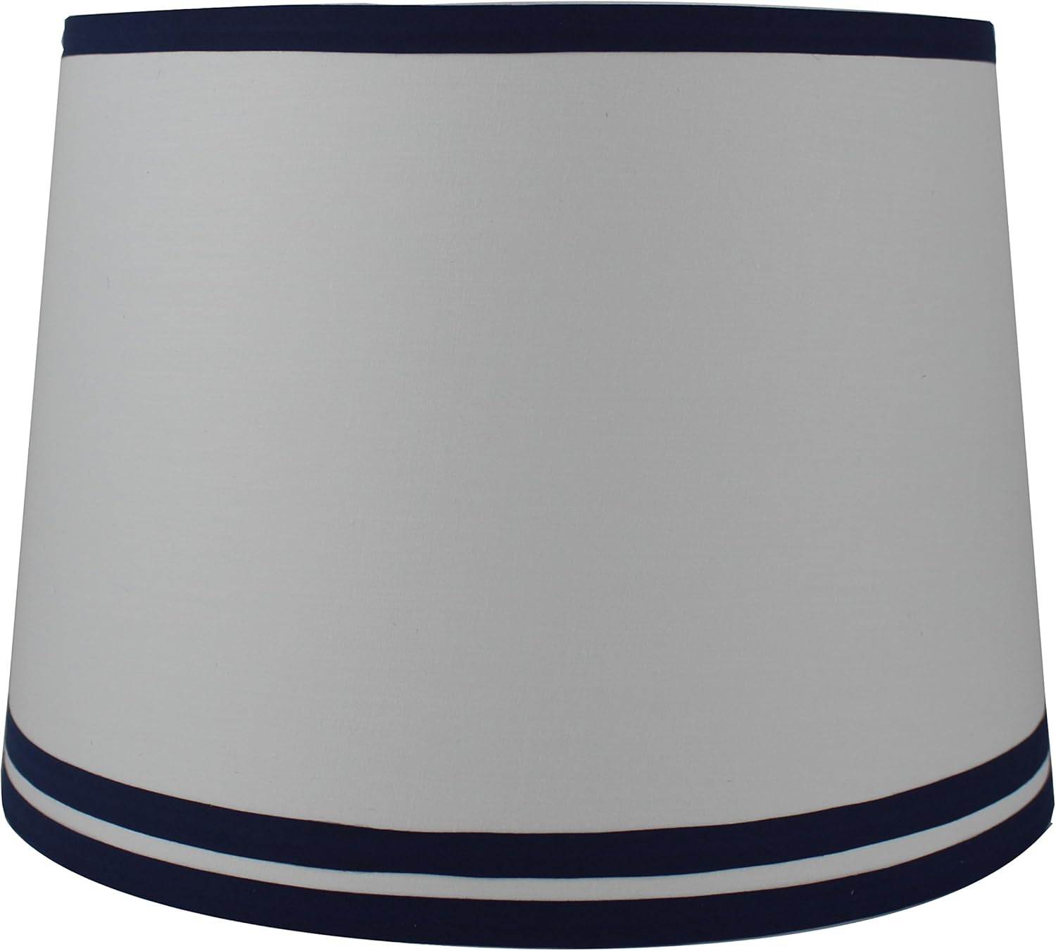 Urbanest White with Double Trim French Drum Lampshade, 10-inch by 12-inch by 8.5-inch, Navy Blue, Spider
