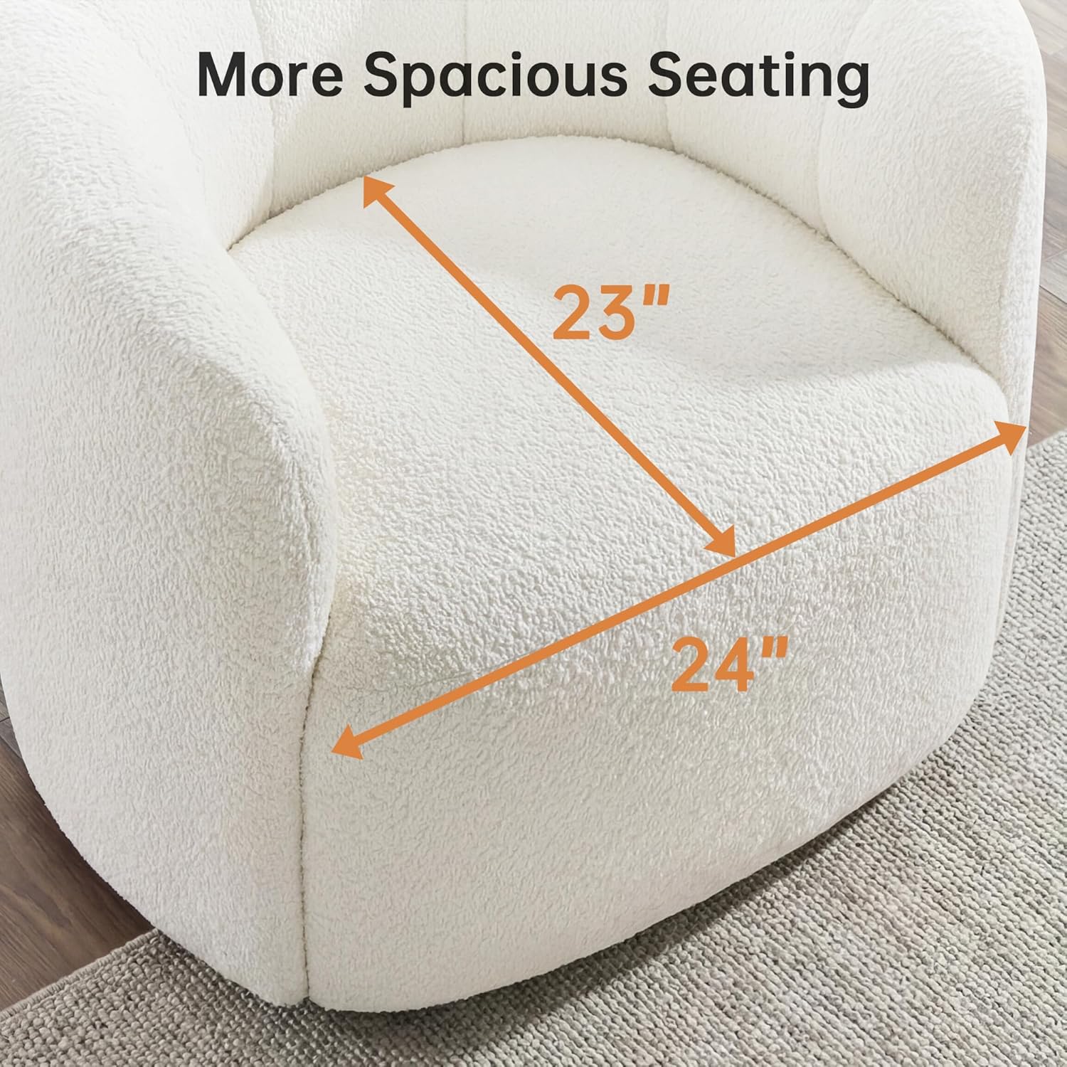 Swivel Accent Chair, No Assembly Required Upholstered Boucle Fabric Barrel Chair for Living Room, Beige
