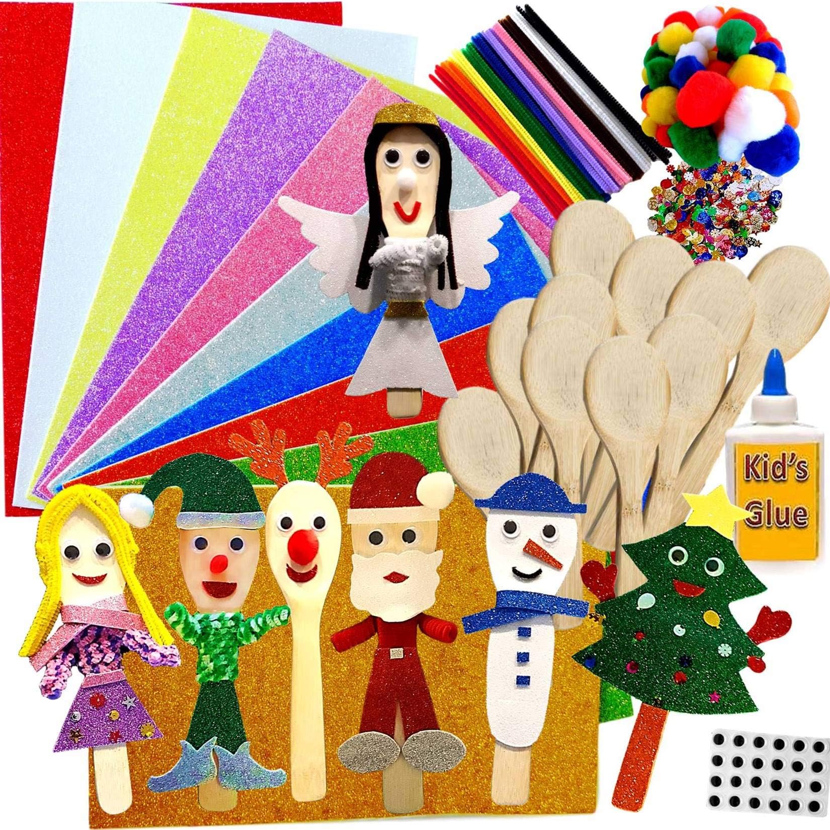 Amazing Arts and Crafts People Wooden Spoons Kit Class Pack Festive Pack of 10